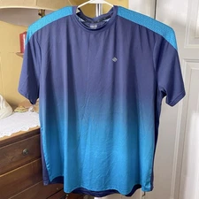 ZELOS Men's Athletic T-Shirt Blue Ombre Gradient Short Sleeve Performance 3XLT