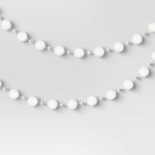 6' Christmas Pom Pom and Bead Garland White - Wondershop