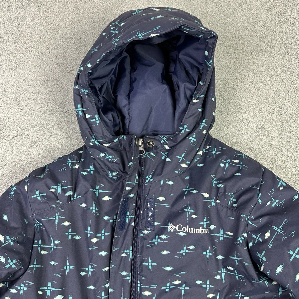 Columbia Jacket Girls Large 14-16 Blue AOP Horizon Ride Coat Insulated Outdoor - Image 2 of 4