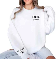 Custom Dog Mom Sweatshirt Paw Print Mom Sweatshirt Personalized Womens