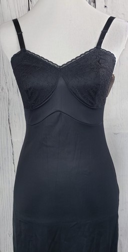 VTG Nancy King Lingerie Dress Full Slip Lace Nylon Adjustable 2180 Ivory Size 32 - Picture 3 of 7