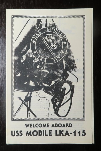 Welcome Aboard USS MOBILE LKA-115 Navy Ship Brochure Pamphlet Handout