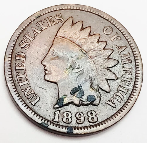 1898 P Indian Head Cent Penny  *F - FINE DETAILS*  **FREE SHIPPING**