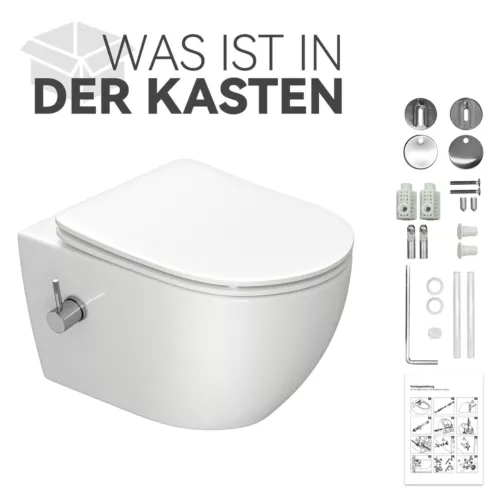 Wand WC Taharet + Armatur Softclose Sitz Dusch-WC Toilette Hänge Bidet-Funktion - Bild 12 von 12