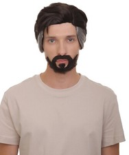 Adult Men's TV/ Movie Doctor Black White Short Wig and Beard Set, HM-1573