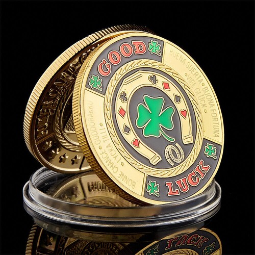 Gift Challenge Coin Collectible Medal Green Clover Good Luck Poker Chips Casino - Picture 10 of 11