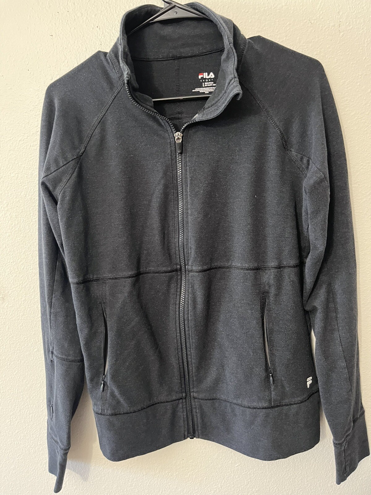 FILA Sport Giacca Donna Nera Cerniera Piena Fitte Atletica In perfette condizioni Large L