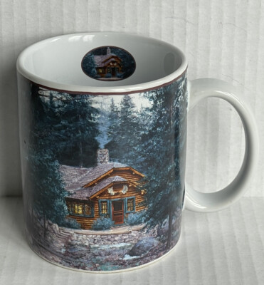 Vintage Lang and Wise Cabin in the Woods Coffee Mug 2001 First Proof Rare OOAK