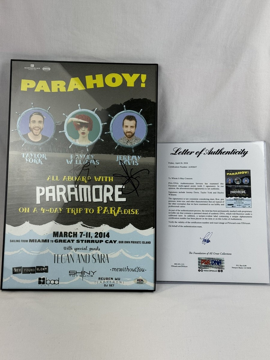 Paramore Parahoy 2014 Cruise Poster Signed by Hayley Williams
