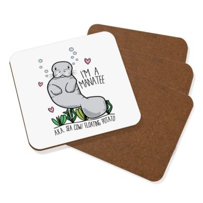 Gift Base Sottobicchieri Lucidi 'I'M A Lamantino' - Set Da 4, Quadrati 9x9 Cm, Con Supporto Rigido, Design Originale - 2