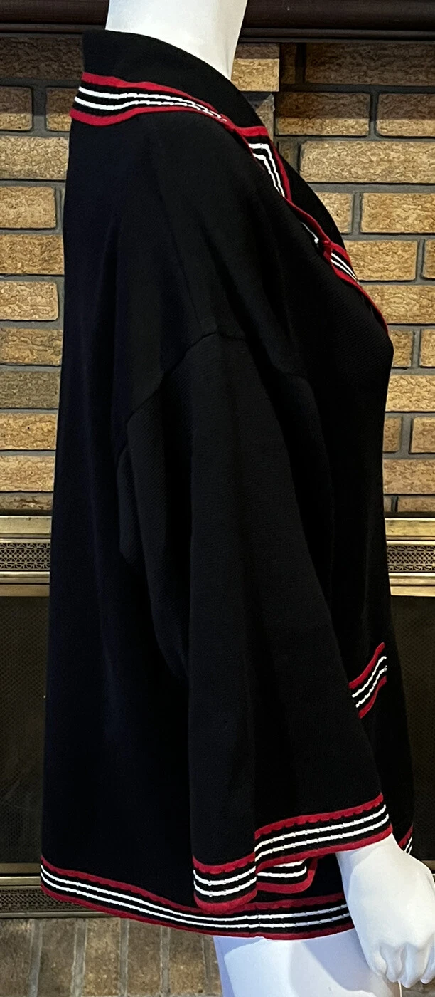 Gucci Cardigan Nero Maglione Misto Seta Logo GG Bottone Caban Giacca Nuovo con etichette XS