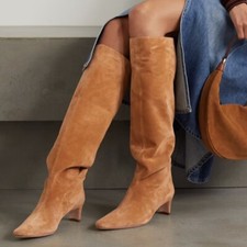 Winter Women's Square Toe Low Heel Long Boots Fashion Knee High Boots Large Size