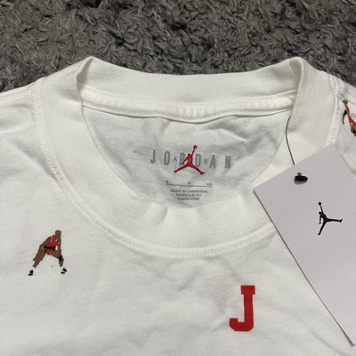white red jordan shirt
