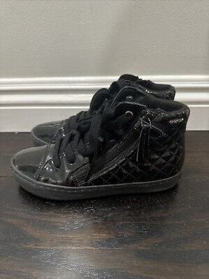 Geox Girls Kalispera High Top Sneakers Black Patent Size