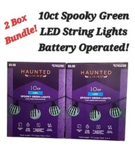 Spooky 7ft LED 10ct Skeleton Hand Green String Lights 2 Box Bundle Battery Timer