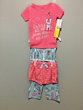 Carter"s Girls 3 pieces pajama set  3T,Pink /Blue 