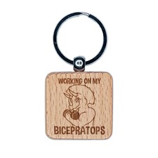 Working on My Bicepratops Triceratops Dinosaur Engraved Wood Square Keychain