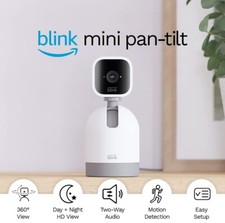 New Blink Mini Pan Tilt Camera, Rotating Indoor Smart Security Camera (White)