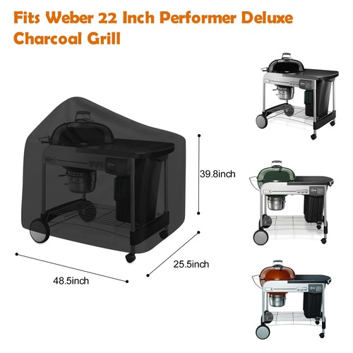 Weber Performer Deluxe 22 Inch Grill Cover Heavy-Duty Waterproof BBQ Cover - Picture 2 of 7