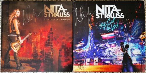 Nita Strauss Call of Void & Controlled Chaos 2 Signed Vinyl LPs Alice Cooper NEW - Afbeelding 1 van 5