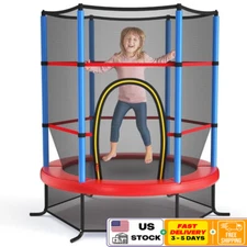 Kids Mini Trampoline 55 Inch Indoor Outdoor ASTM Safety Enclosure No Gap Design
