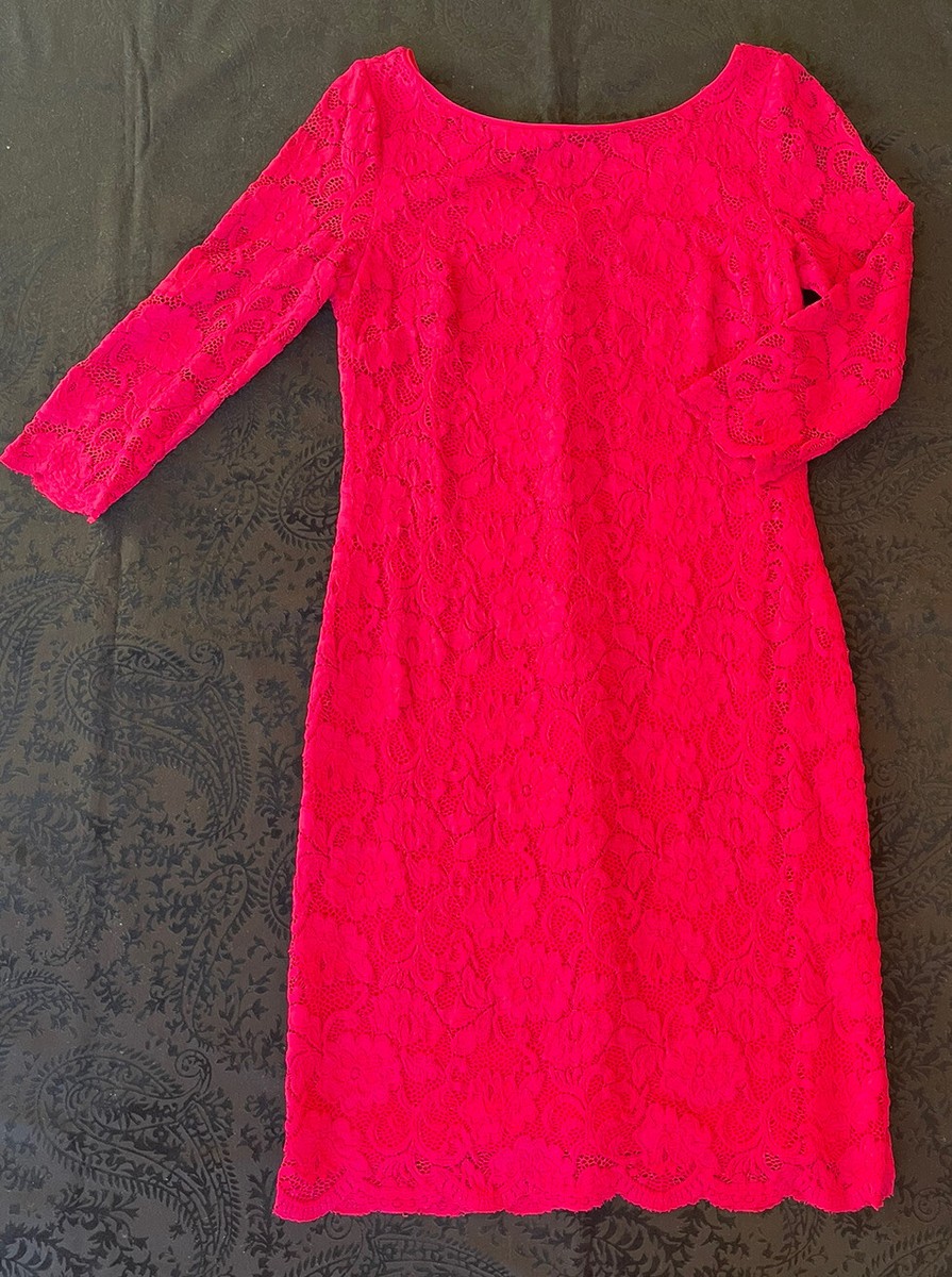 White House Black Market 3Q Sleeves Stretch Lace Pink Dress- Sz S~  BEAUTIFUL-NWT | eBay