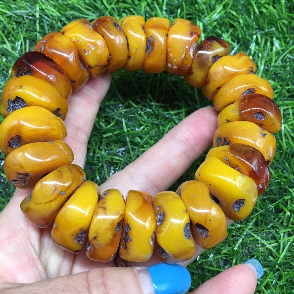 20毫米奶油糖果琥珀手链血琥珀珠鸡黄色琥珀首饰 — 第 3/4 张图片