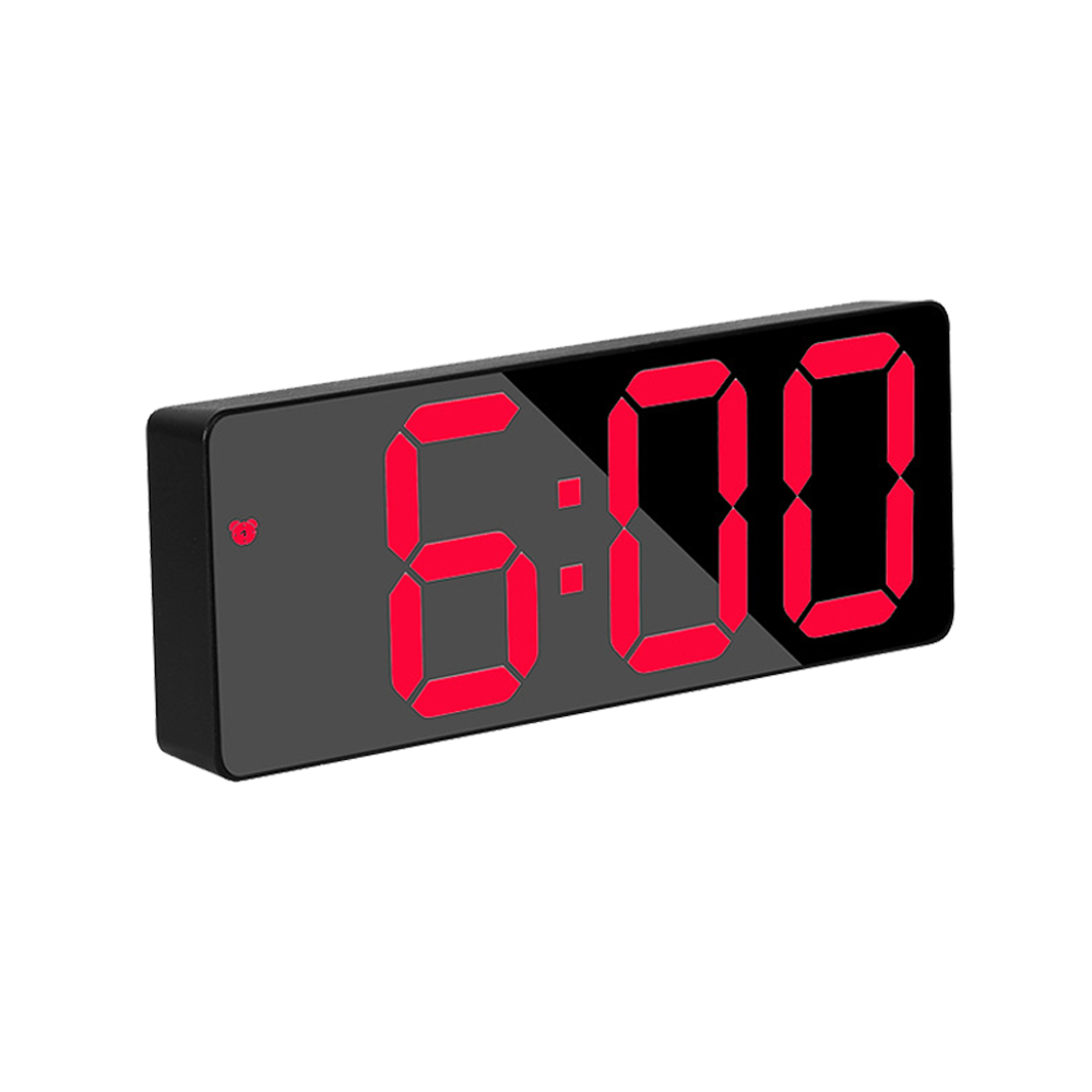 Digital LED Alarm Clock Snooze Display Temperature Time Desk USB Large Mirror