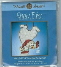 Snow Fun Tumbling Snowman Counted Glass Bead Kit Mill Hill