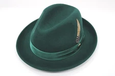Men's Emerald Green Fedora 100% Wool By Bruno Capelo Crushable UN-115
