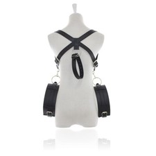 Women Binding Restraint Open Leg Thigh Locking Wrist Cuffs Belt Harness Set