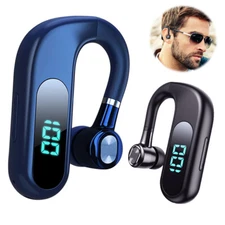 Single Bluetooth Headset Hands-free Stereo Earphone LED Power with Microphone