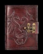 Leder Notizbuch mit Drachen und Schloss - Double Dragon - Fantasy Ideen Tagebuch