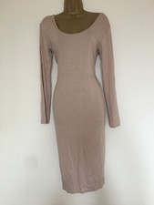 PrettyLittleThing Beige Square Neck Long Sleeve Bodycon Maxi Dress Size 16