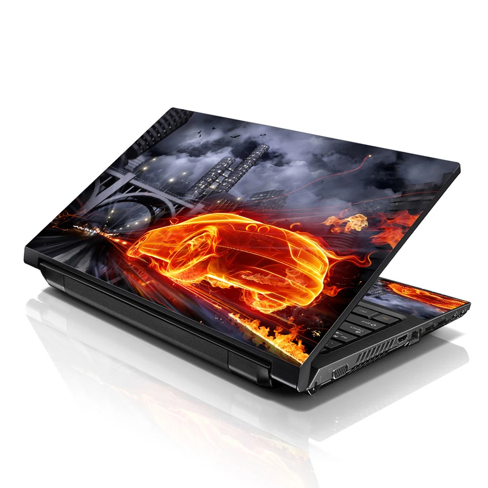 Laptop Skin Sticker Decal Protection Vinyl Film Wrap Car Flames Fire 13-16 Inch - Image 2 of 4