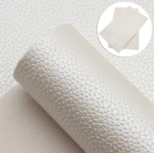 Solid Pearl Shimmer White Litchi FAUX LEATHER SHEET 8" x 12"  1064698 Felt Back