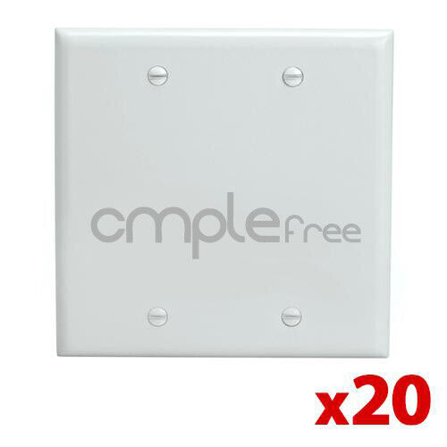 Blank Wall Plate Dual 2 Gang White No Outlet Cover Decorator Wallplate 20 Pack - Afbeelding 2 van 4