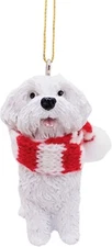 Maltese Dog Lover Christmas Tree Ornament with Candy Cane Scarf