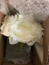 Enova Floral 7 Large Stems Artificial Silk Roses Fake Flowers Arrangement in ...