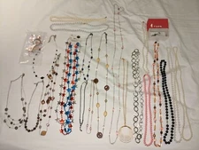 Necklace, Magic Scarf Ring, Pin, Costume Jewelry Lot 21 Various Colors Materials