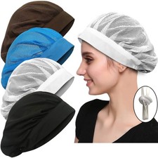 4 Pack Chef Hat Kitchen Cooking Chef Cap Adjustable Food Service Hair Nets Re...