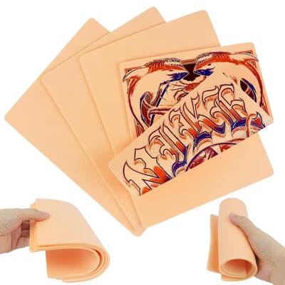 MIHURO 3Mm Kunsthaut Tattoo 4 Stück Tattoo Übungshaut Blanko Doppelseiten Verdicken Wei