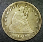 VF 1877 P 25C Liberty Seated Quarter - Type Coin