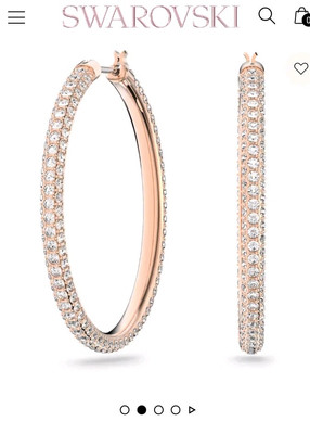 Swarovski Dextera Hoop Earrings Pavé Large White Rose Gold Plated 5383938 rrp119