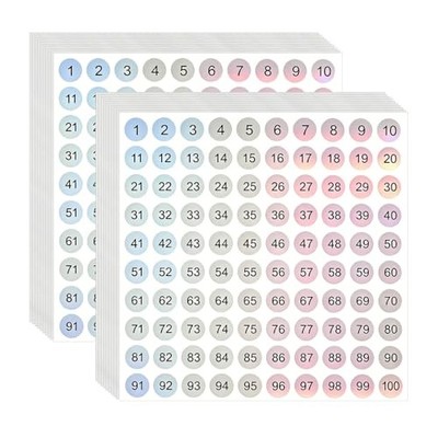 2000 Pcs Consecutive Number Stickers,1-100 Round Labels 0.4 Inch Gradient Color