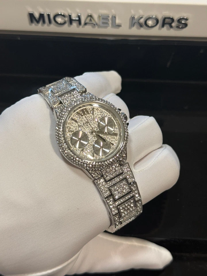 Brand New MK6996 Mini Camille Silver Tone Pave Women's Watch - Image 4 of 4