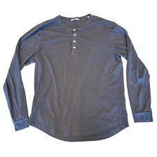 Buck Mason 100 Cotton Long Sleeve Curved Hem Henley Men Large Gray Pima Soft