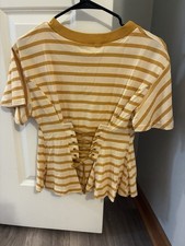 Urban Outfitters Corset Back Striped Short Sleeve Top