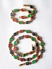 AUTENTICO BRACCIALE E COLLANA VINTAGE AIROLDI ARGENTO STERLING PIETRE MULTICOLORE