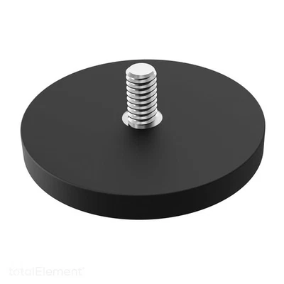 66mm Neodymium Rubber Pot Magnet with Male Threaded Stud N42 (4 Pack) - Image 1 of 2